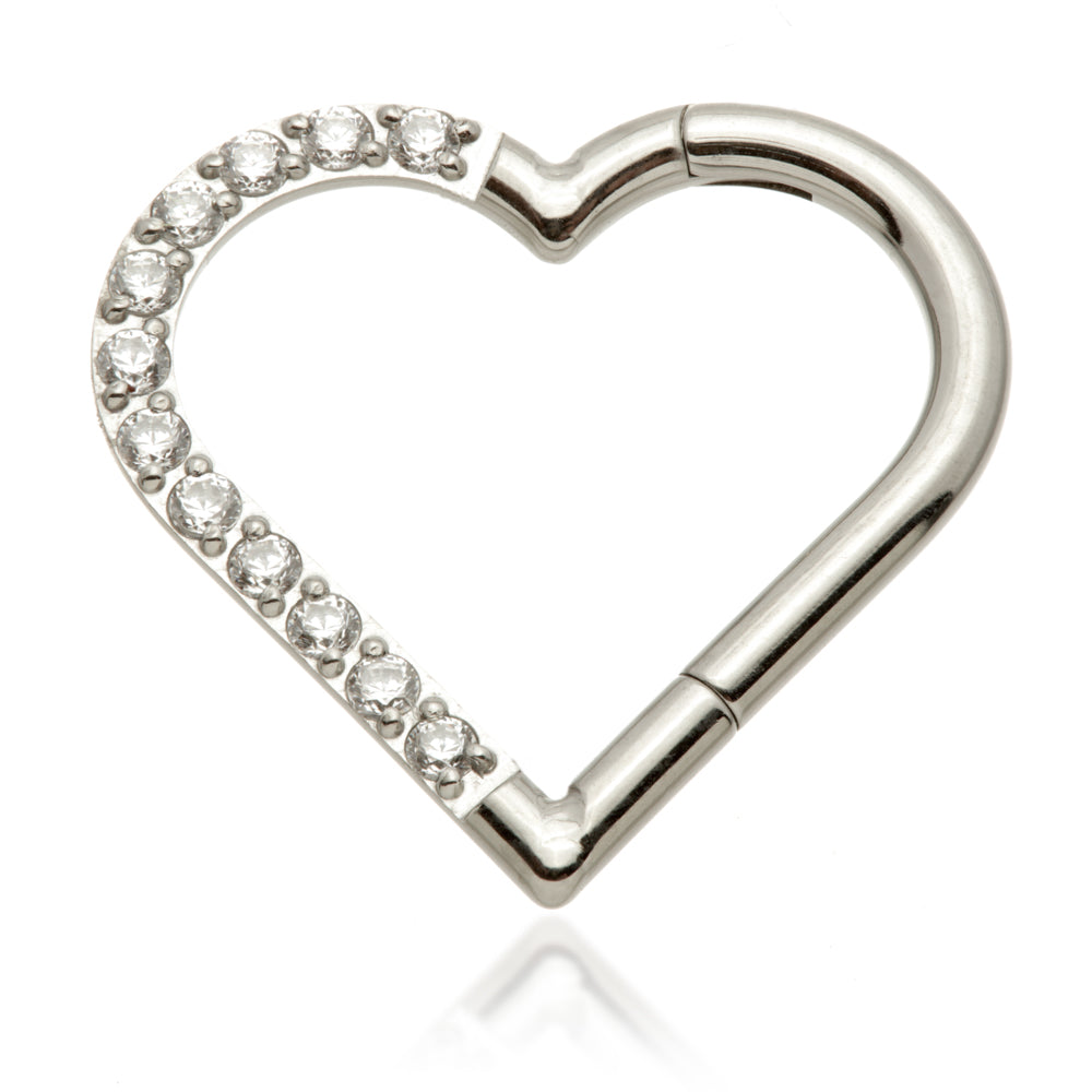 Ti Couture Half Pavé Heart Shaped Hinged Ring