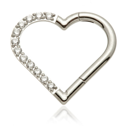 Ti Couture Half Pavé Heart Shaped Hinged Ring