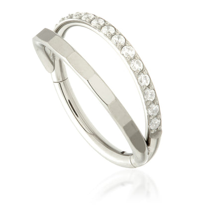 Ti Couture Half Pav�/Flat Double Band Hinged Ring