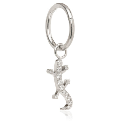 Ti Couture Hinged Ring with Gecko Charm