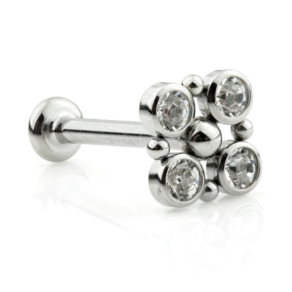 Ti Couture Internal Labret with Gem Dot Square 3mm Base 1.2mm (0.8mm)