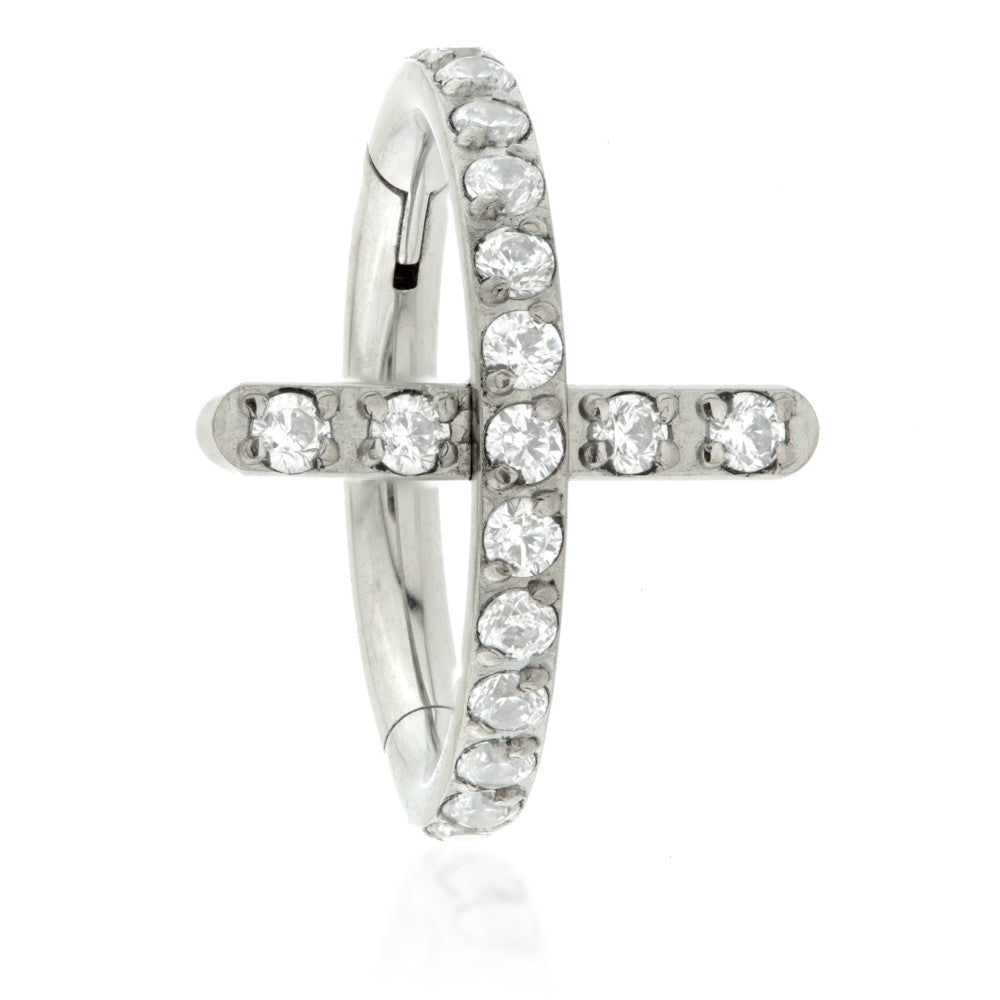 Ti Couture Jewelled Cross Hinged Ring
