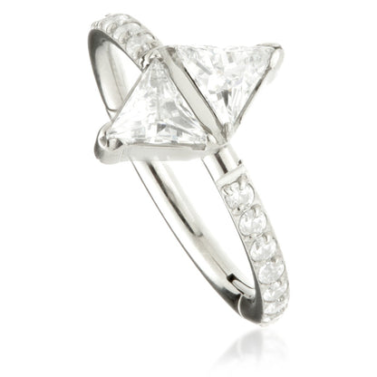 Ti Couture Pavé Double Trillian Cut Hinged Ring