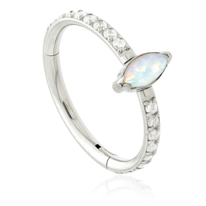Ti Couture Pavé with Opal Marquise Hinged Ring