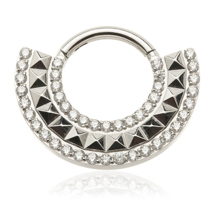 Ti Couture Square Cut Gem Surround Hinge Ring
