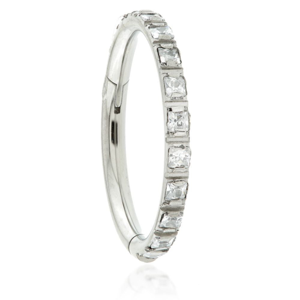 Ti Couture Square Gem Blaze Set Hinged Ring