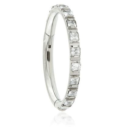 Ti Couture Square Gem Blaze Set Hinged Ring