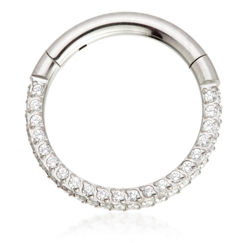 Ti Couture Triple Facing Pavé Gems Hinged Ring