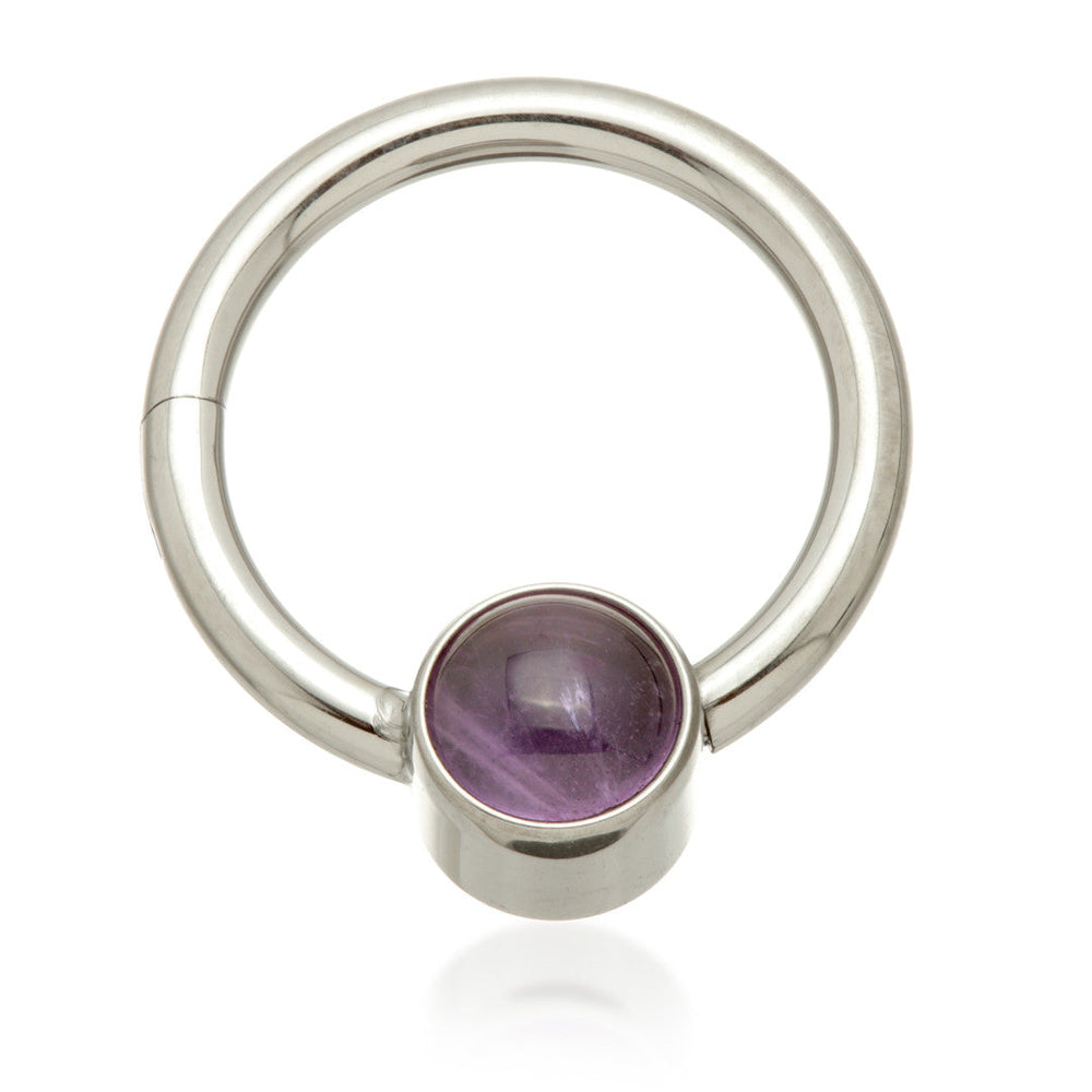Ti Hinged Segment Ring with Amethyst Stone Disk