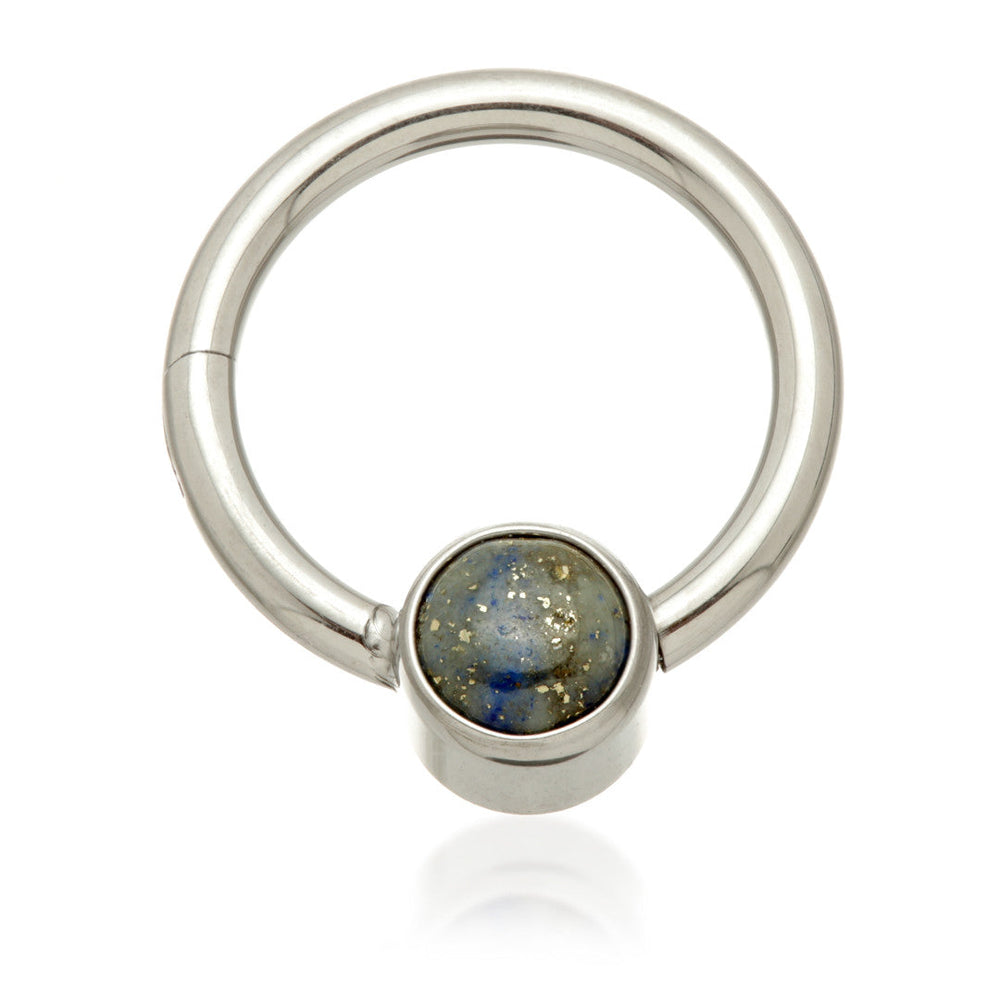 Ti Hinged Segment Ring with Lapis Stone Disk