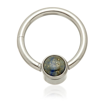 Ti Hinged Segment Ring with Lapis Stone Disk