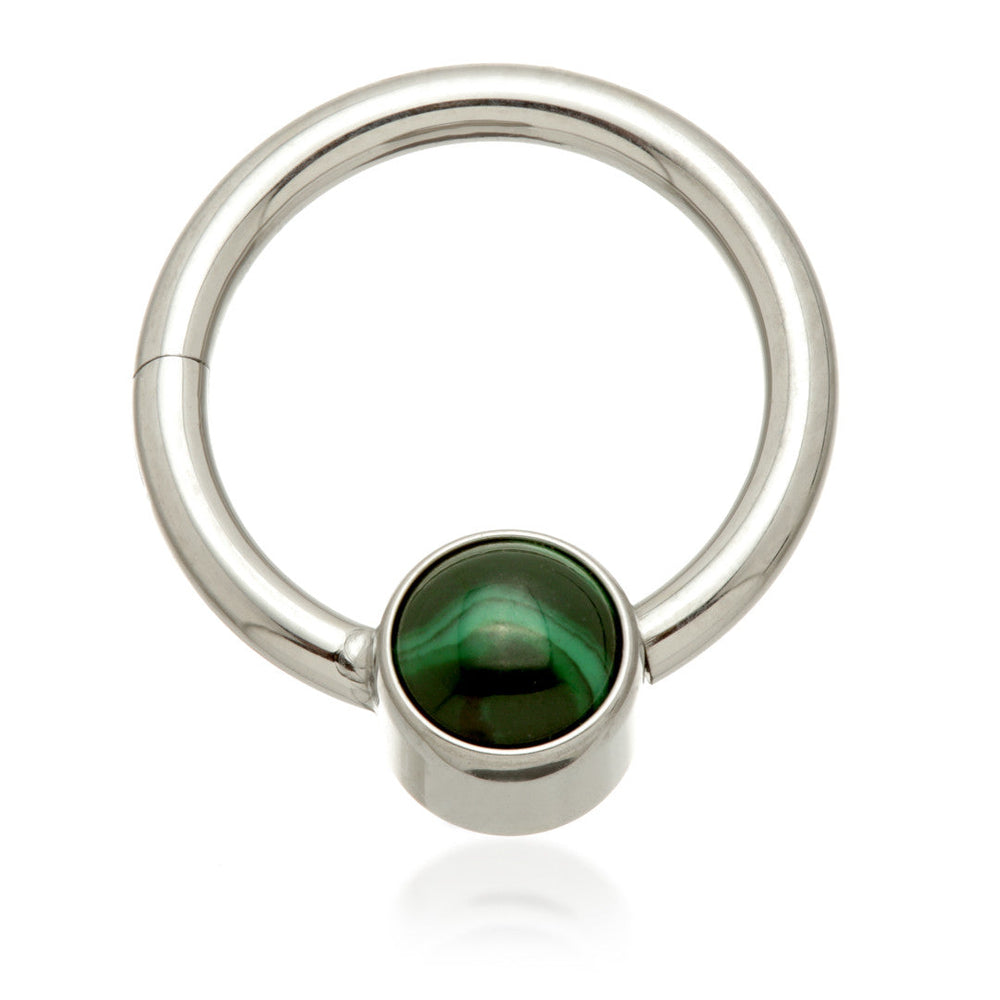 Ti Hinged Segment Ring with Malachite Stone Disk