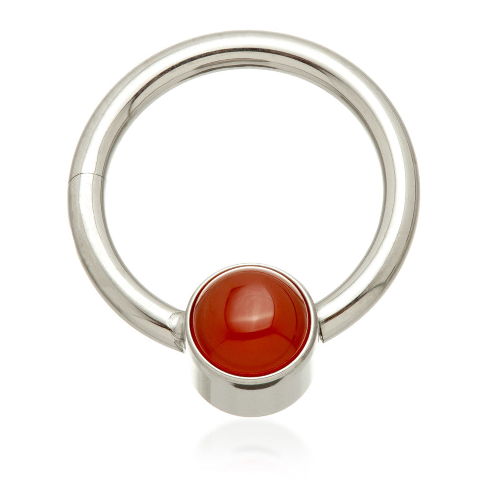 Ti Hinged Segment Ring with Red Agate Stone Disk