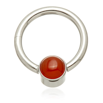 Ti Hinged Segment Ring with Red Agate Stone Disk