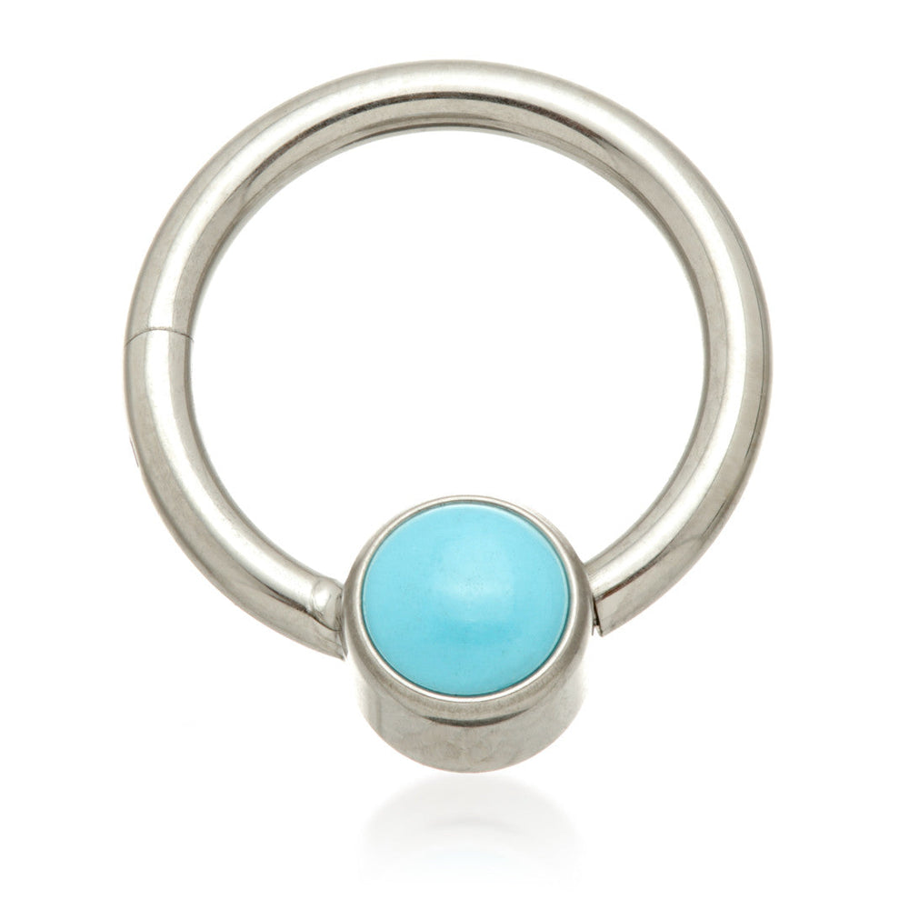 Ti Hinged Segment Ring with Turquoise Stone Disk