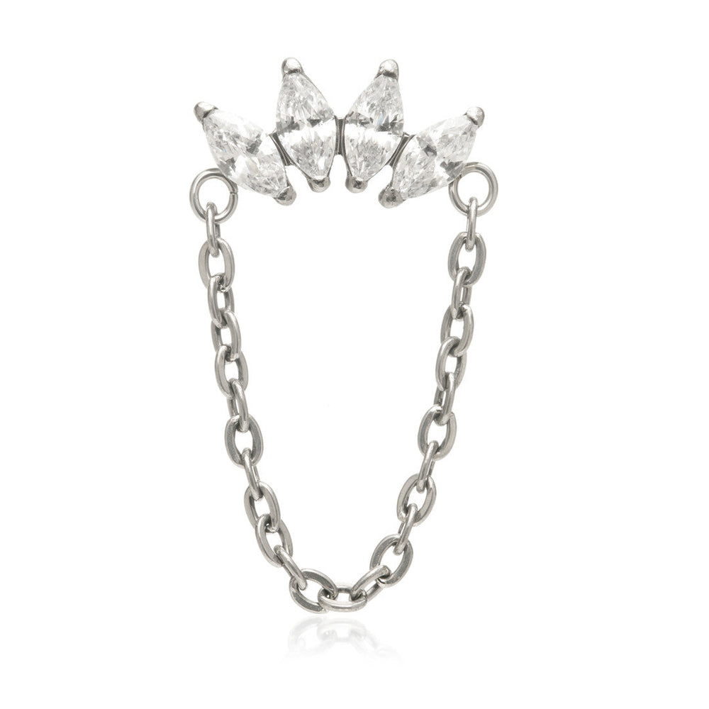 Ti Internal 4 Prong Marquise with Hanging Chain Attachment