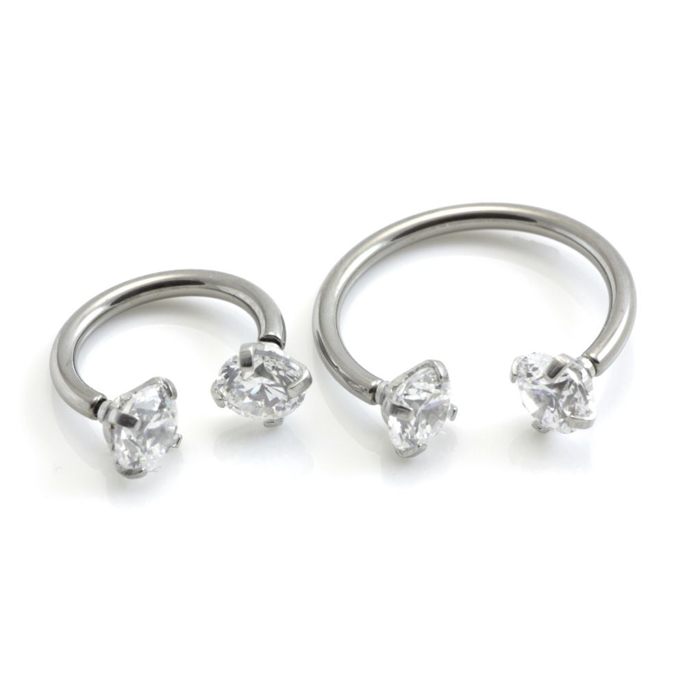 Ti Internal Circular Barbell with Prong-Set Gems