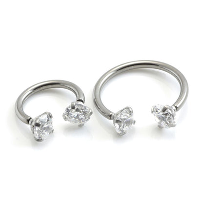 Ti Internal Circular Barbell with Prong-Set Gems