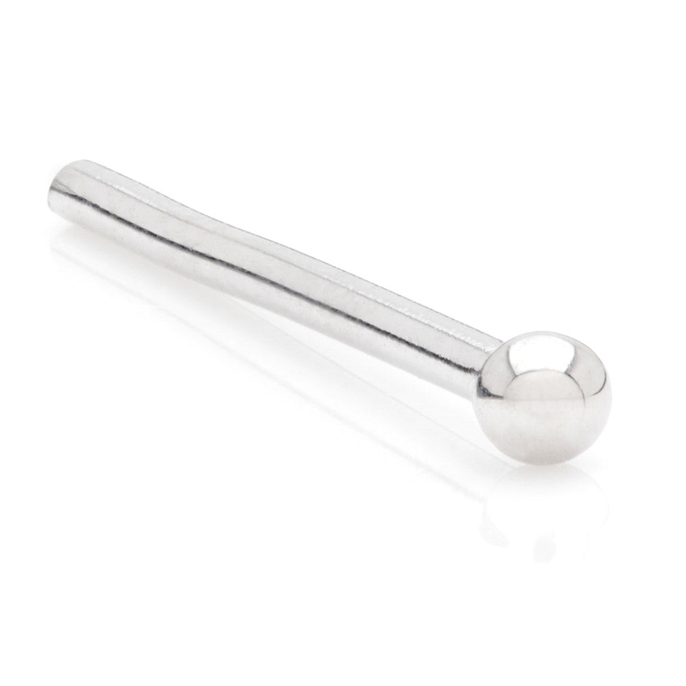 TL- Gold Plain Ball Straight Nose Stud-14K-W-0.8-1.5