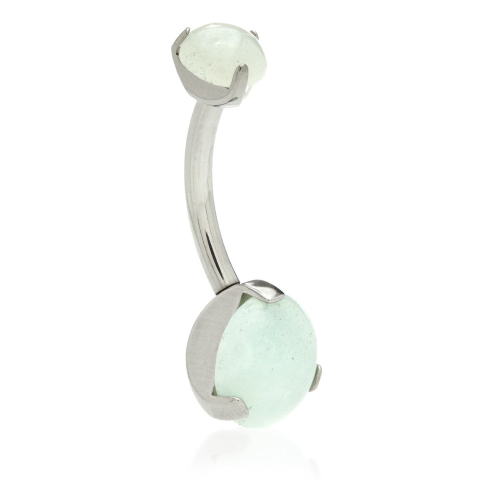 Ti Internal Double Prong Set Navel with Aquamarine Stone