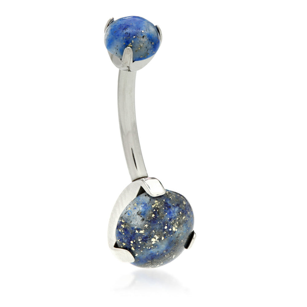 Ti Internal Double Prong Set Navel with Lapis Stone