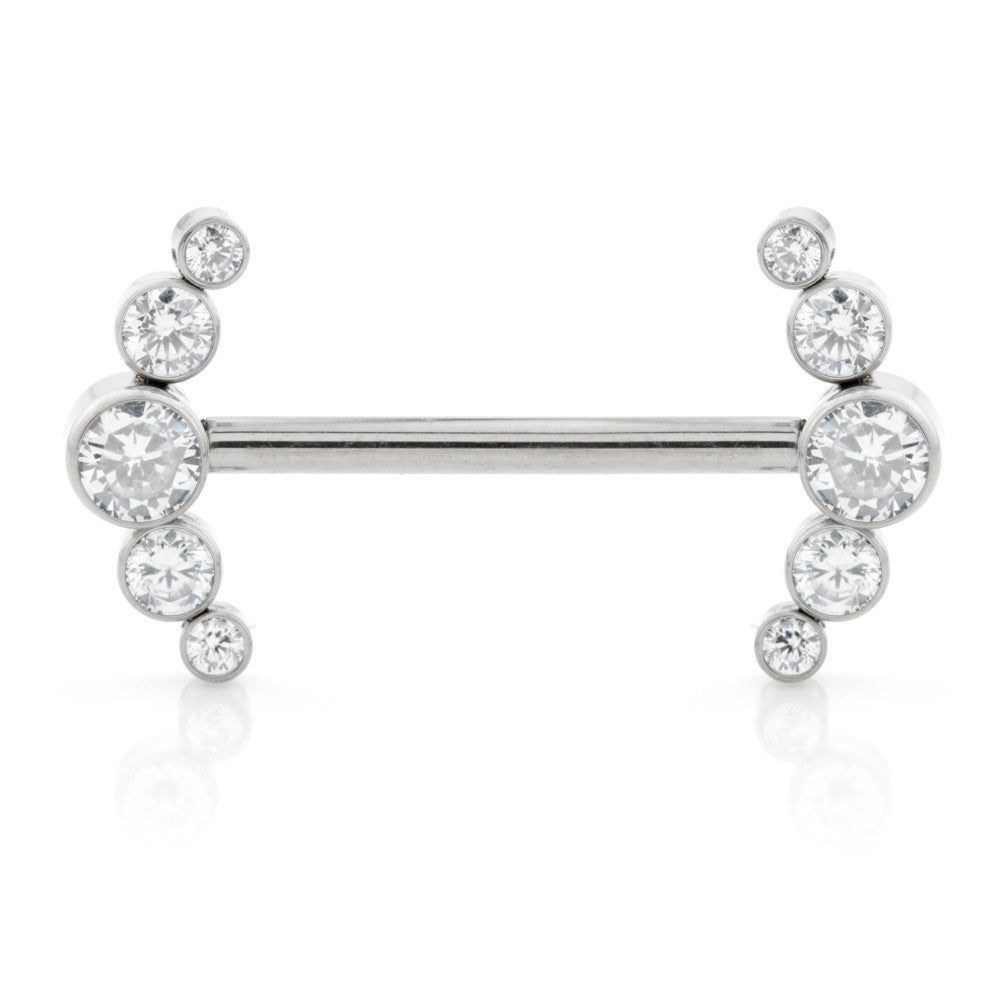 Ti Internal Forward Facing Double Crescent Jewelled Barbell