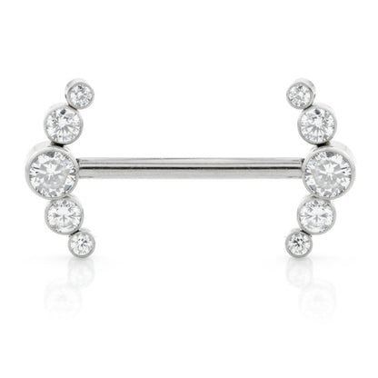 Ti Internal Forward Facing Double Crescent Jewelled Barbell