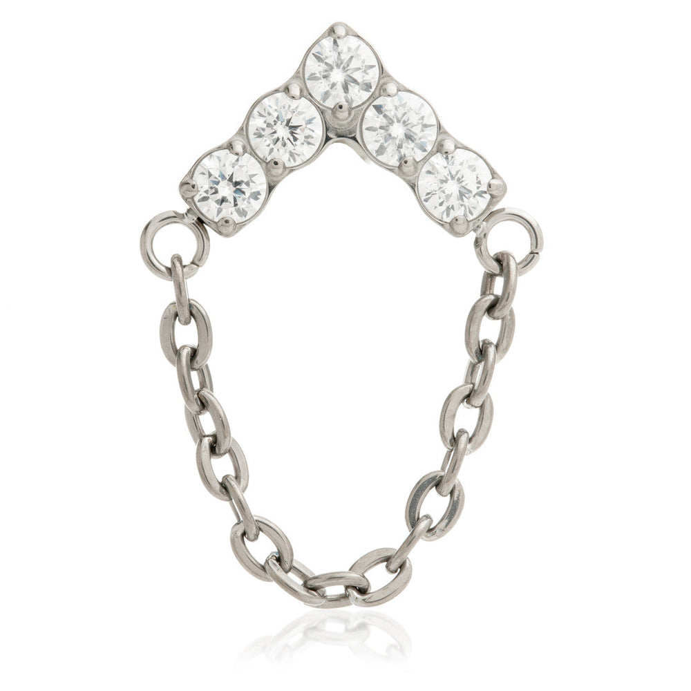 Ti Internal Jewelled Chevron with Single Hanging Chain