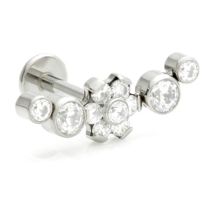 Ti Internal Labret with Bezel Cluster with Flower Center Attachment