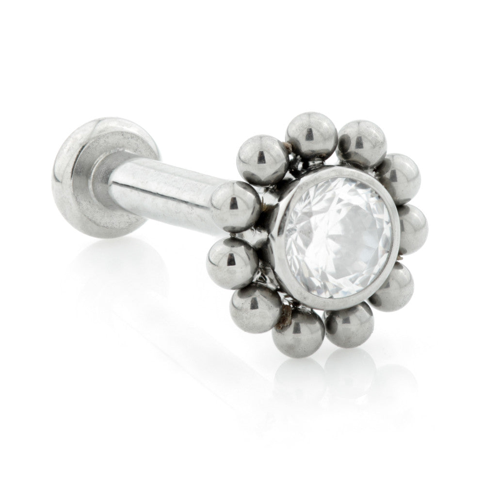 Ti Internal Labret with Gem and Bead Surround Attachment