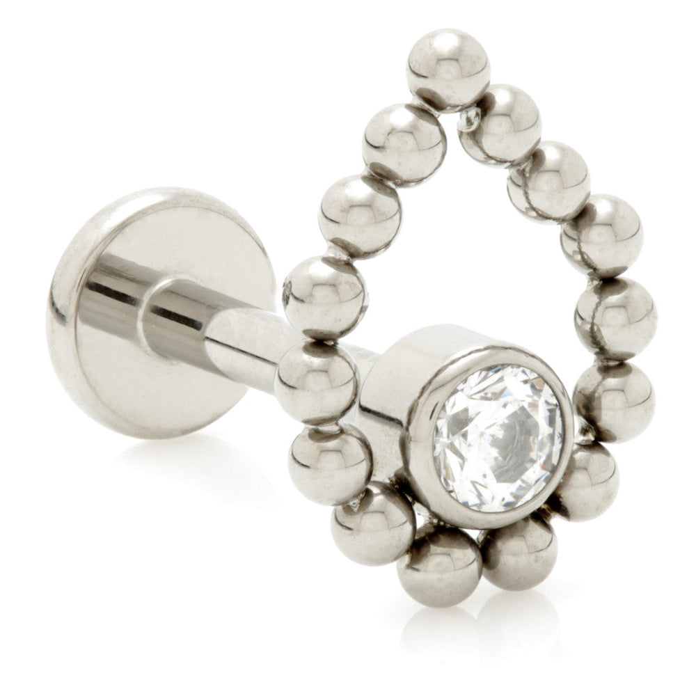 Ti Internal Labret with Jewelled Bezel with Tear Shaped Ball Cluster Attachment