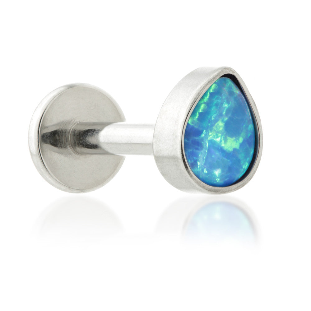 Ti Internal Labret with Opal Bezel Teardrop Attachment
