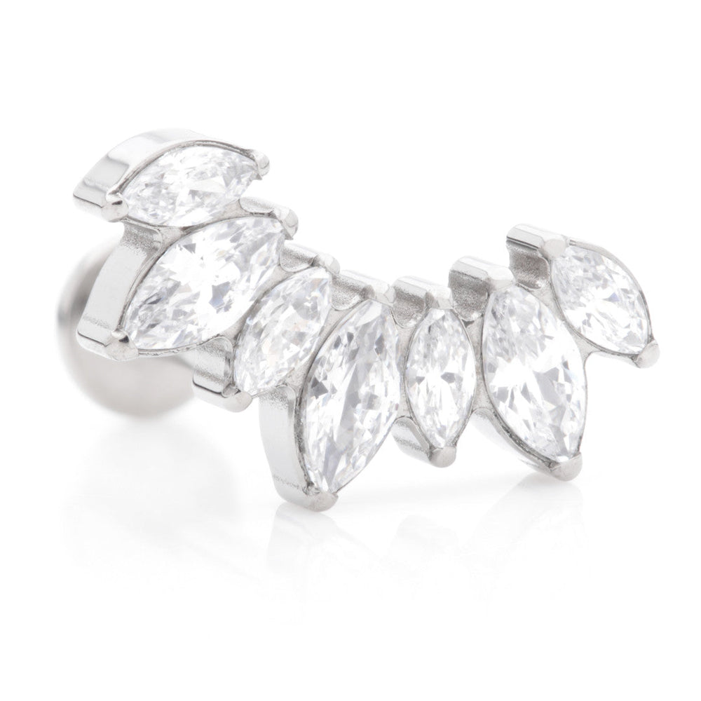 Ti Internal Labret with Prong Jewelled Marquise Cluster Attachment