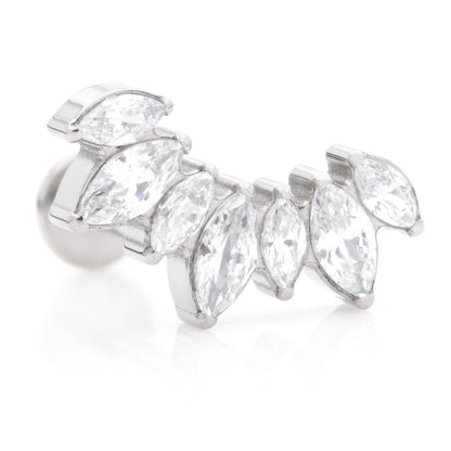 Ti Internal Labret with Prong Jewelled Marquise Cluster Attachment