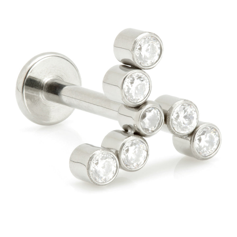 Ti Internal Labret with Windmill Shaped Jewelled Bezel Set Attachment