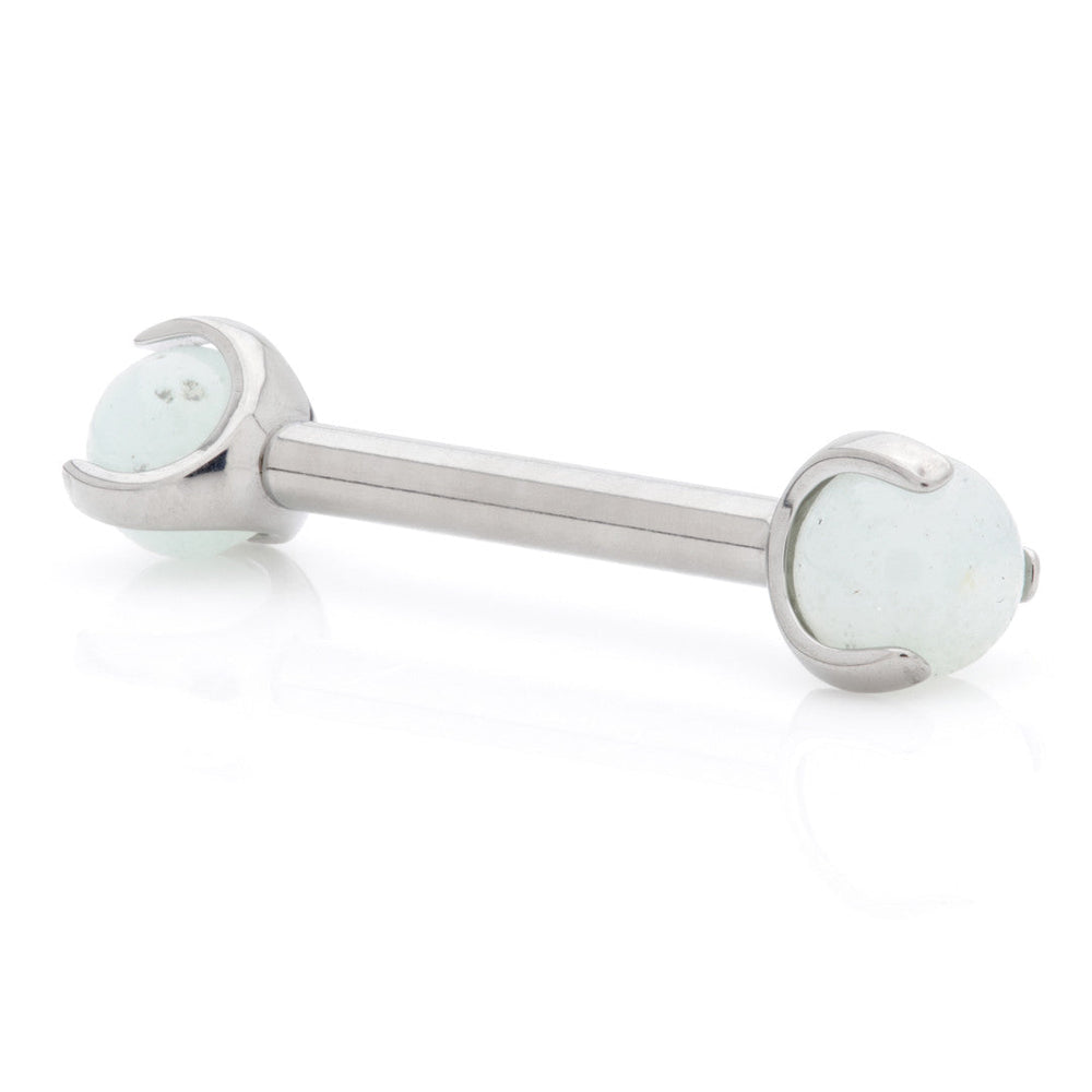 Ti Internal Nipple Bar with Double Aquamarine Stone Ball Attachment