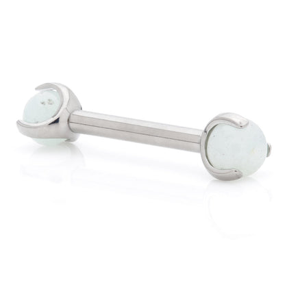Ti Internal Nipple Bar with Double Aquamarine Stone Ball Attachment