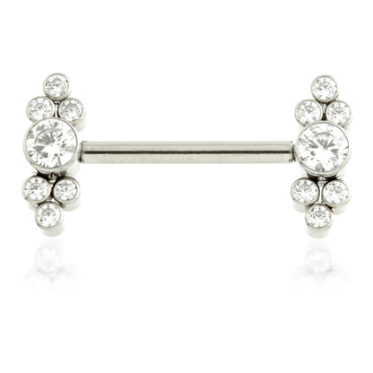 Ti Internal Nipple Bar with Gem Bezel Gem Cluster