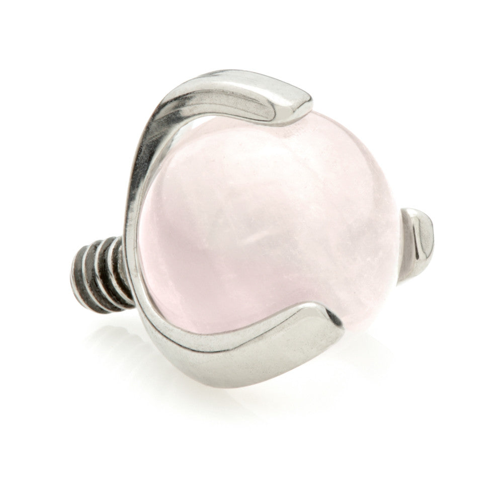 Ti Internal Prong Set with Rose Quartz Ball Attachment (1.2mm)