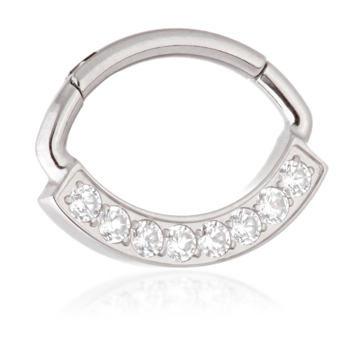 Ti Marquise Shaped Front Facing Jewelled Pave Hinged Ring