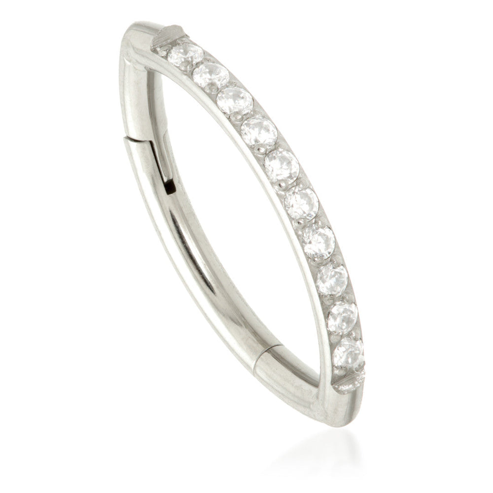 Ti Side Pave Gem Hinged Rook Ring