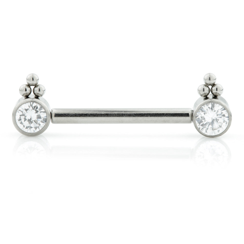 Ti Threadless Forward Facing Double Jewelled Disk Barbell