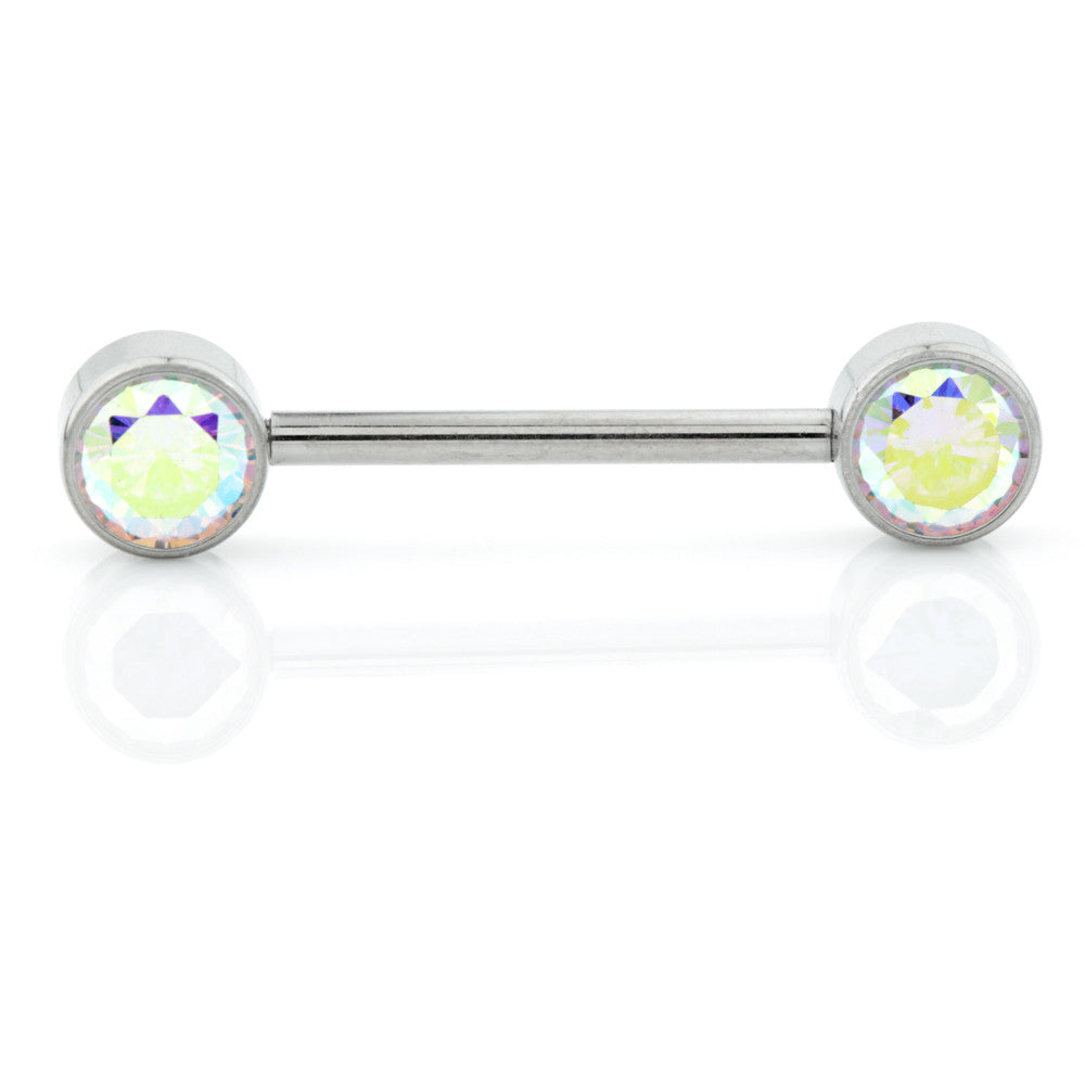 Ti Threadless Forward Facing Double Jewelled Plain Disk Barbell
