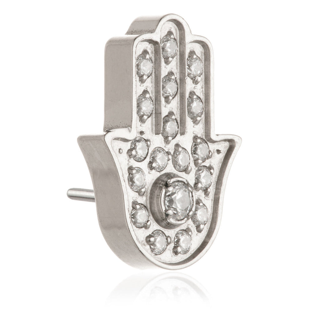 Ti Threadless Jewelled Hamsa Hand Attachment Pin