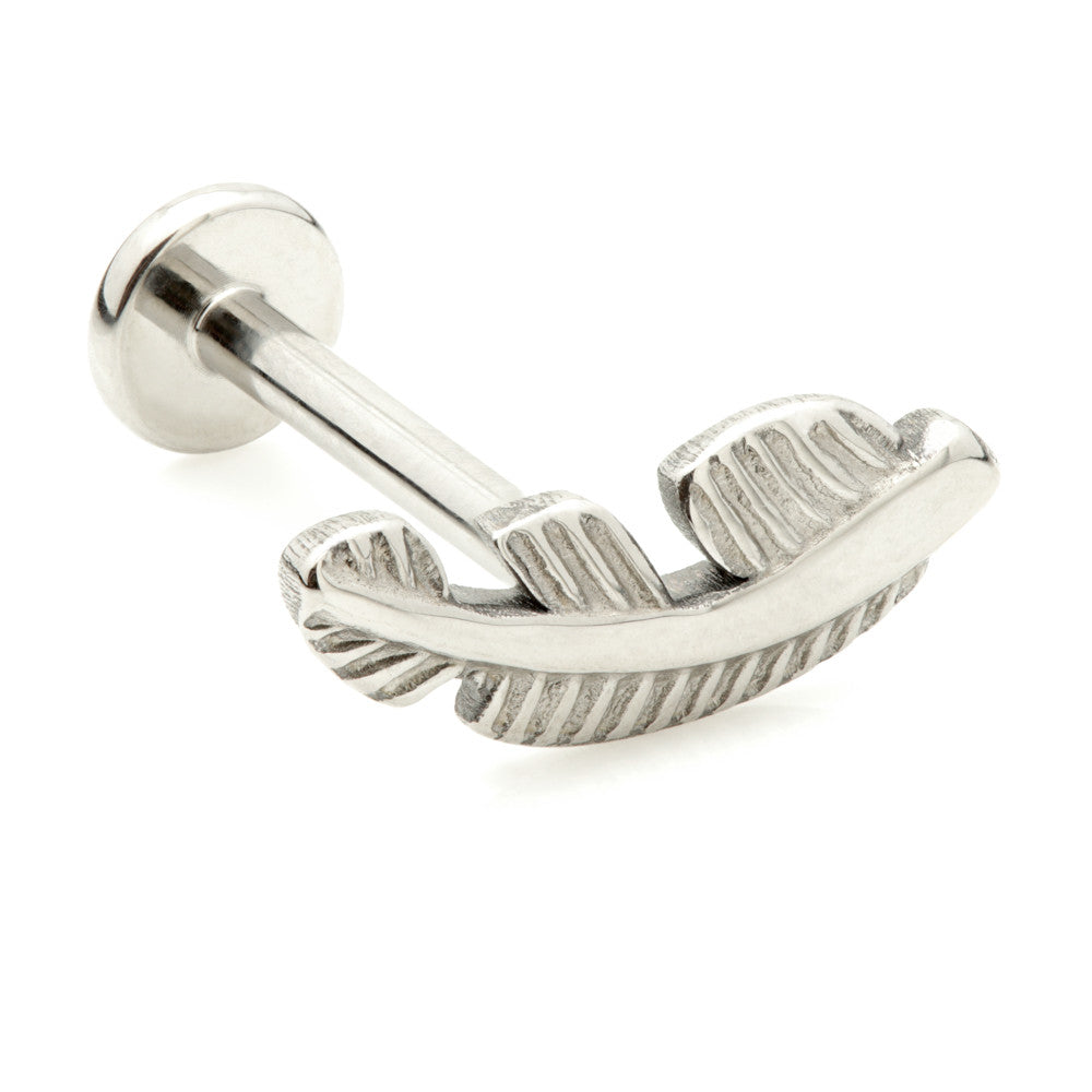 Ti Threadless Labret with Feather Attachment