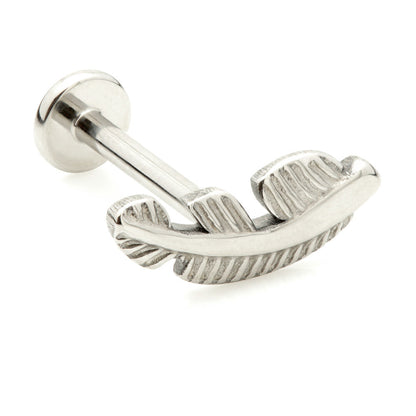 Ti Threadless Labret with Feather Attachment