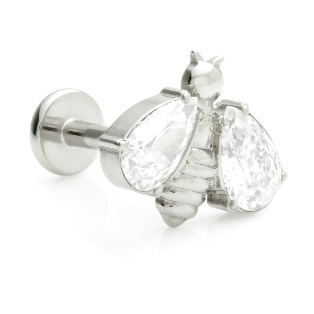 Ti Threadless Labret with Jewelled Bee Attachment