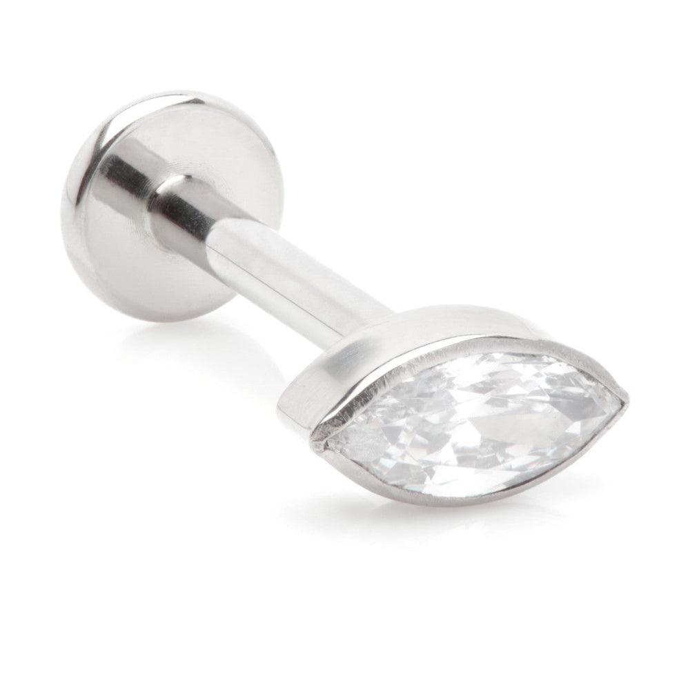 Ti Threadless Labret with Jewelled Bezel Marquise Attachment