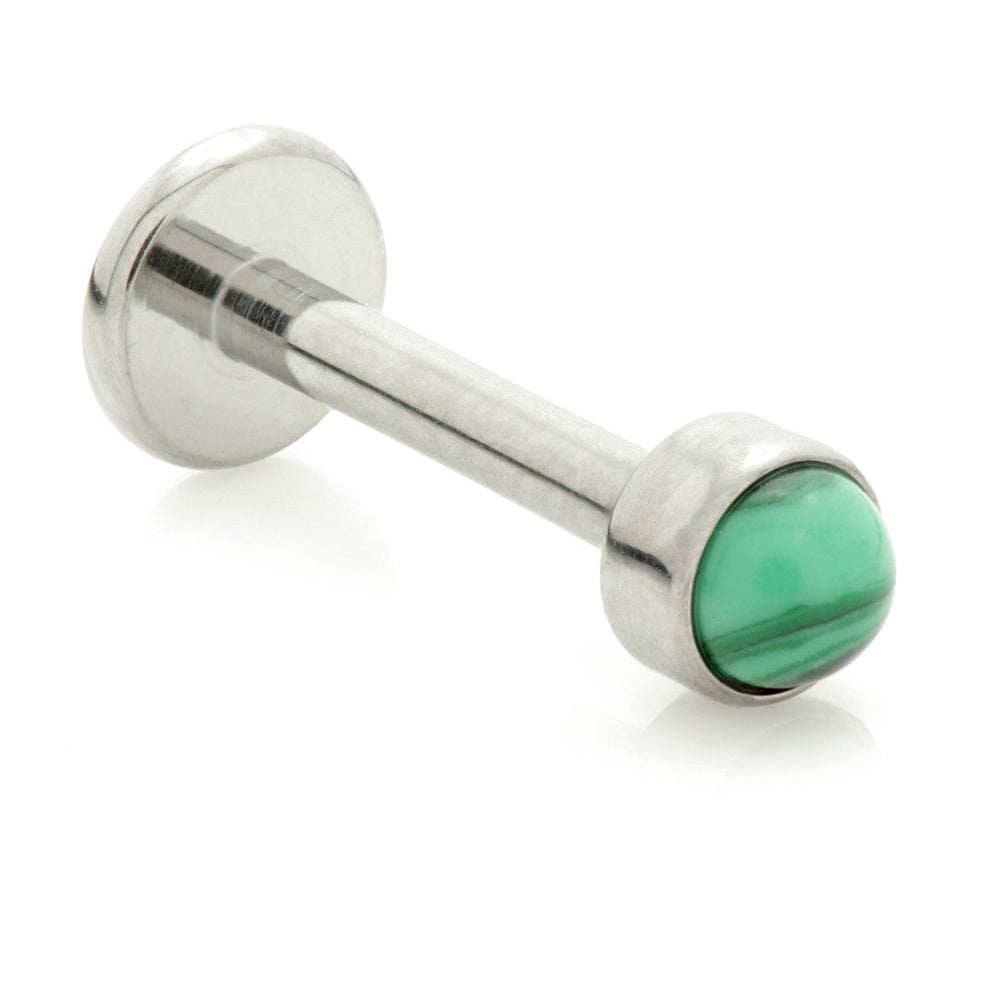 Ti Threadless Labret with Malachite Stone Bezel Attachment