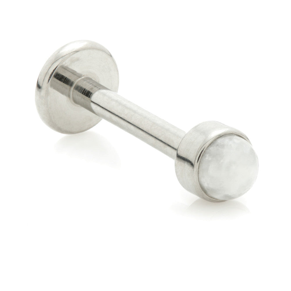 Ti Threadless Labret with Moonstone Bezel Attachment